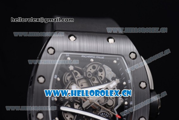 Richard Mille RM 038 Miyota 9015 Automatic PVD Case with Skeleton Dial and Black Rubber Strap Dot Markers - Click Image to Close